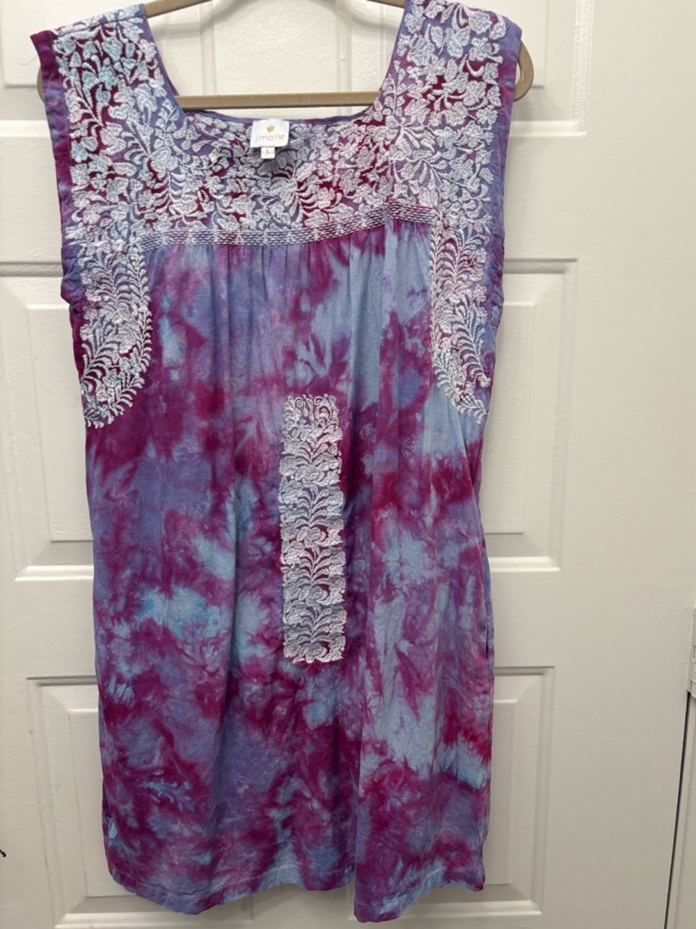 J Marie Embroidered Hand Dyed Sleeveless Dress - Purple Blue
